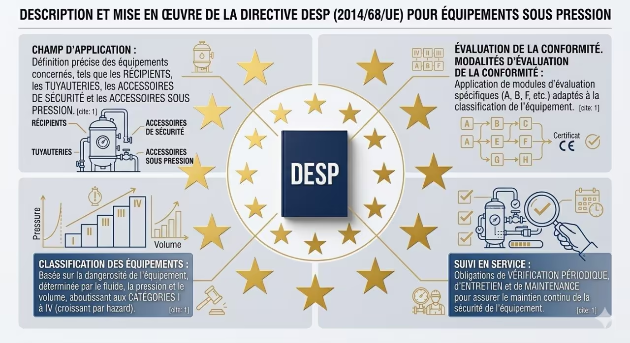 DESP (2014/68/UE) : réglementation des équipements sous pression